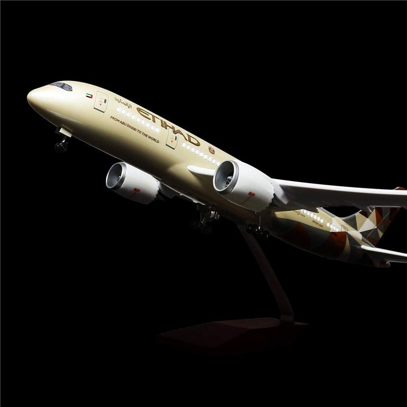 24-Hours 18â€ 1:130 Scare Hobby Airplane Model Etihad B787 Plane Model Diecast Planes with LED Light(Touch or Sound Control) for Decoration or Gift - Image 4